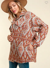 Load image into Gallery viewer, Rust/Grey Aztec Shacket
