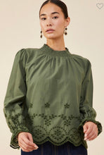 Load image into Gallery viewer, Olive Embroidered Top
