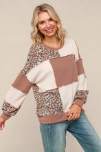 Load image into Gallery viewer, Rib Cable Knit Leopard Pullover Knit Top
