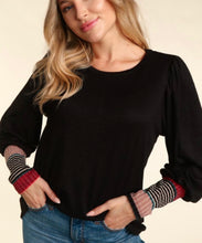 Load image into Gallery viewer, Black Bubble Long Sleeve Top
