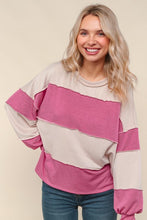 Load image into Gallery viewer, Taupe and Magenta Color Block Top
