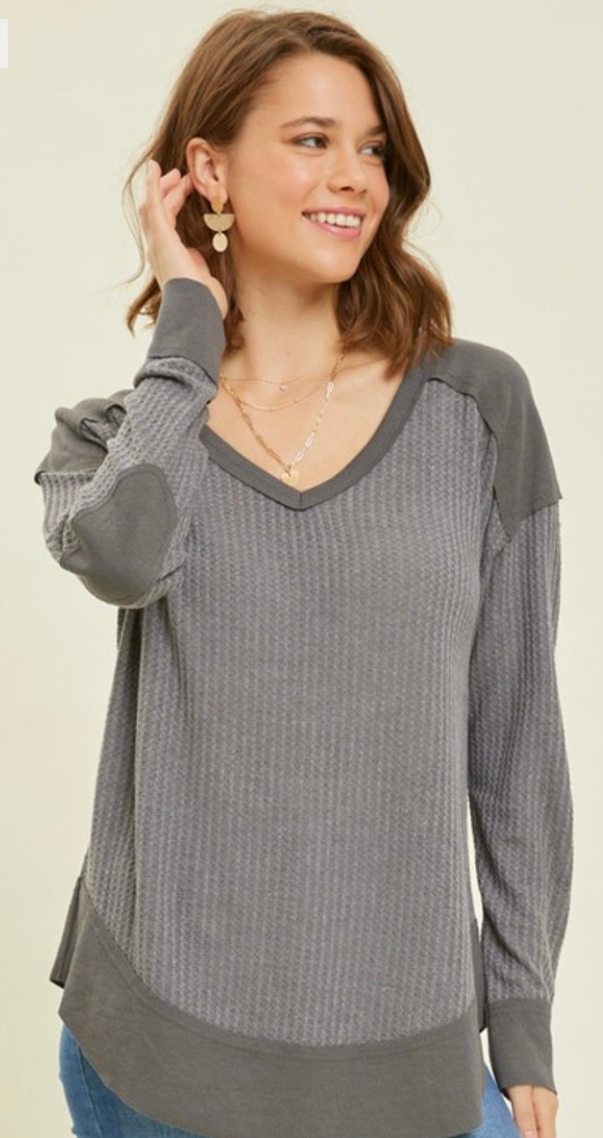 Charcoal Waffle Top
