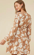 Load image into Gallery viewer, Taupe Floral Smocked Dress
