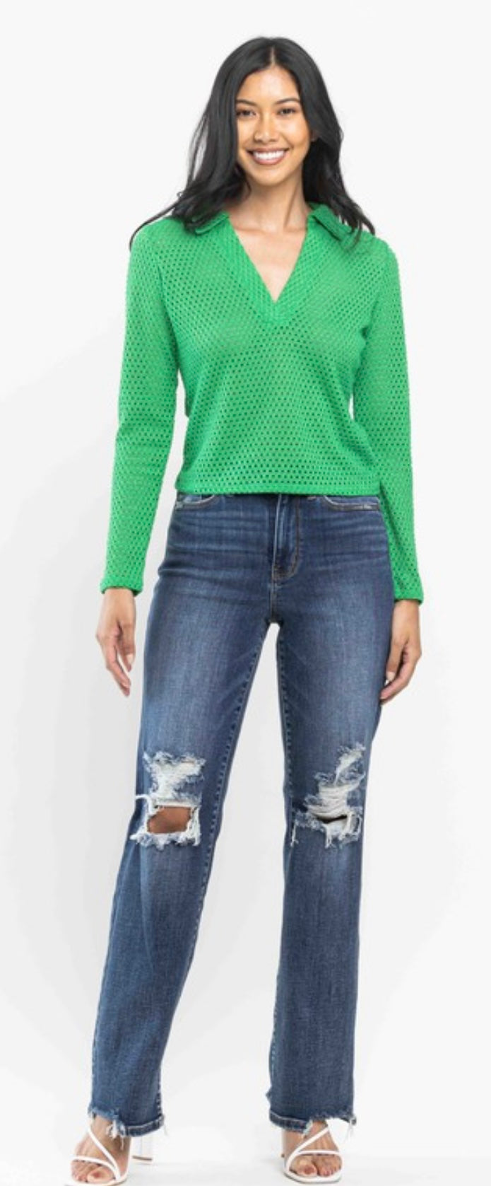 Judy Blue High Waisted 90’s Destroy Knee Jeans