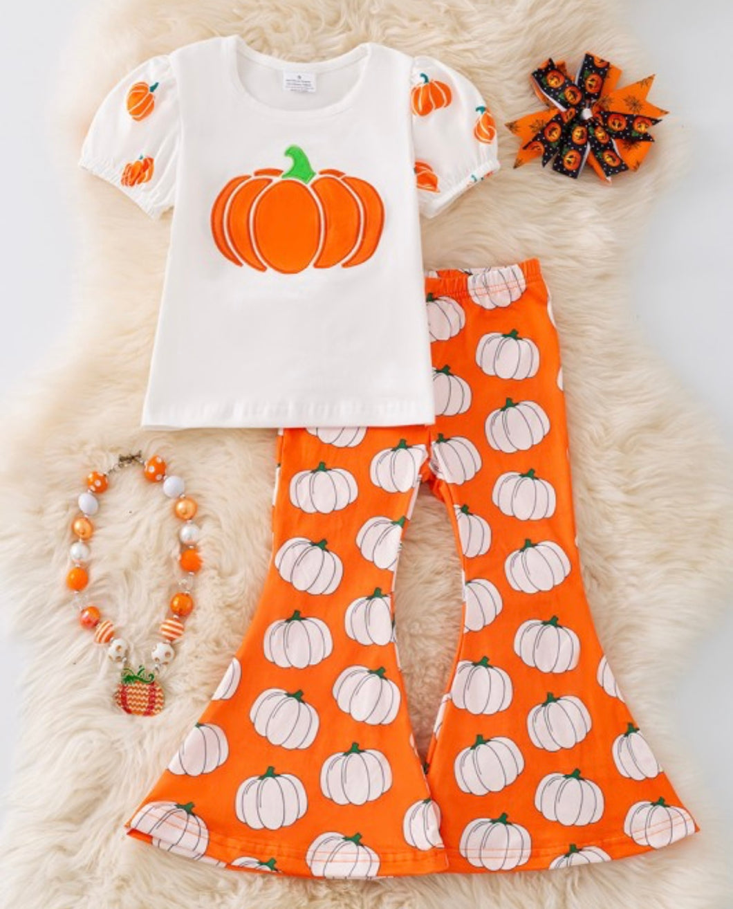 Girls Pumpkin Top and Bell Bottoms