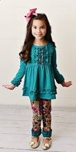 Load image into Gallery viewer, Girls Teal Floral Leggings Set
