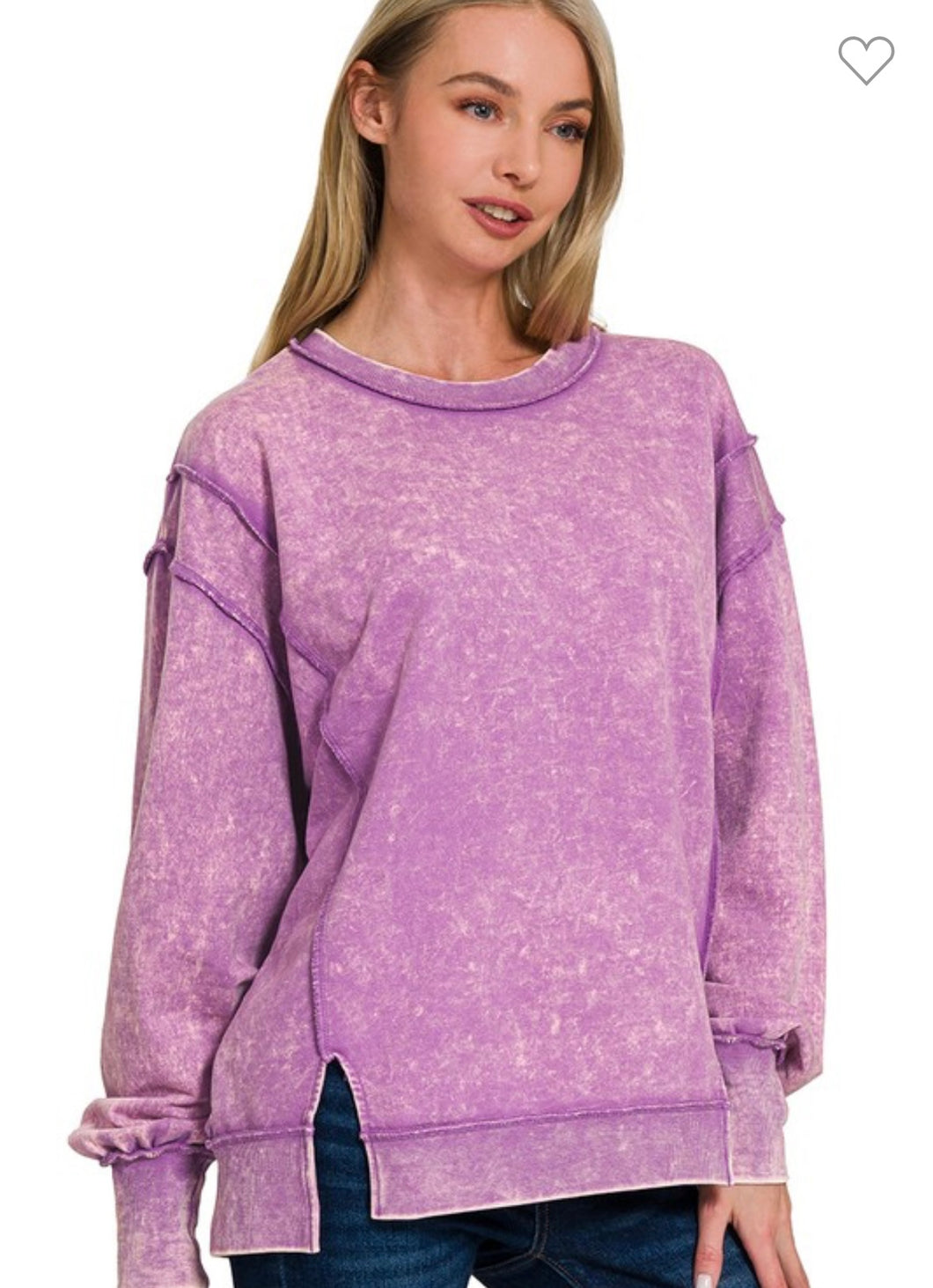 Violet Acid Wash Exposed Seam Sweatshirt