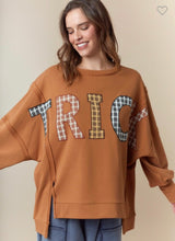 Load image into Gallery viewer, Trick Plaid Patches Detail Oversized Sweatshirt
