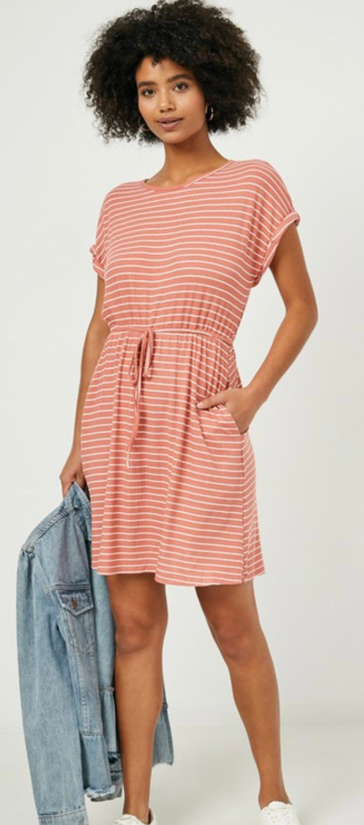 Mauve Striped Tshirt Dress