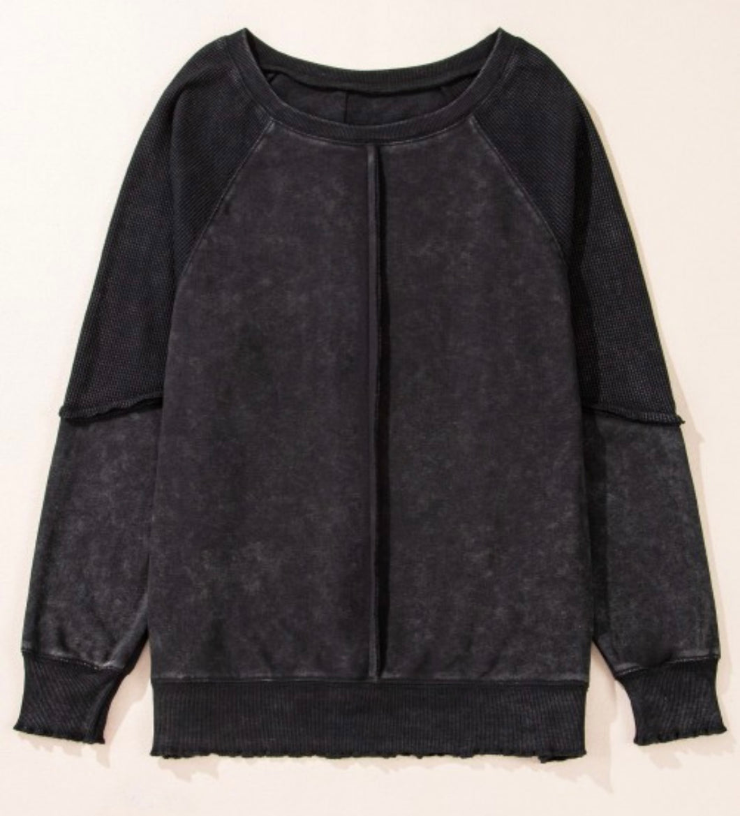 Black Acid Wash Sweatshirt