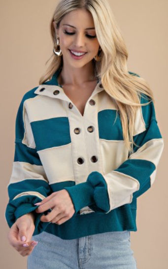 Teal Striped Sweatshirt