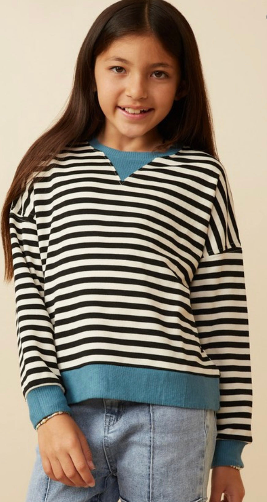Girls Striped Crew
