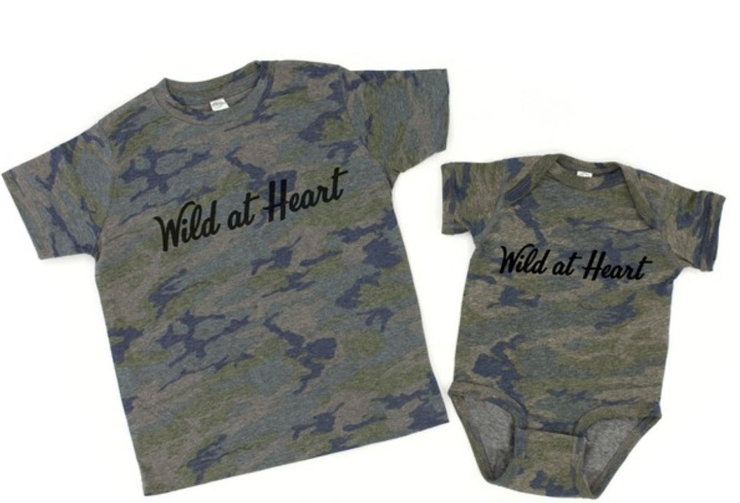 Boys Camo Wild at Heart Tee