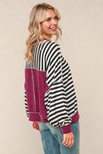 Load image into Gallery viewer, Burgundy Crew Neck Loose Fit Pullover Knit Top
