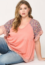Load image into Gallery viewer, Rose Top with Floral Sleeves
