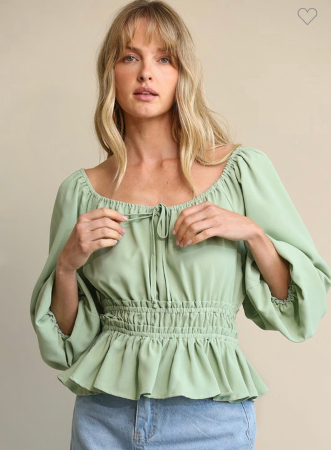 Mint Bubble Sleeve Top