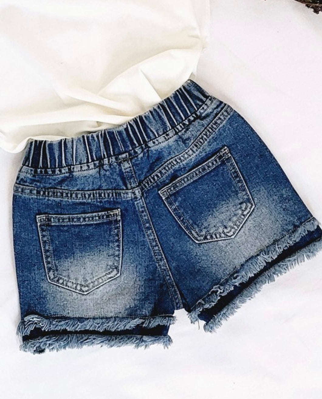 Girls Elastic Waisted Denim Shorts