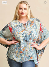 Load image into Gallery viewer, Blue Mixed Print Top
