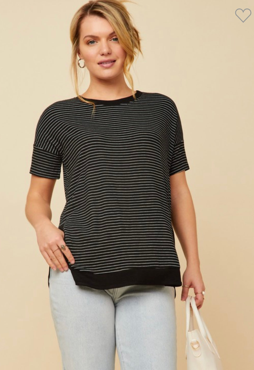 Black Ribbed Stripe Top