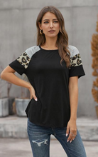 Load image into Gallery viewer, Black Striped Leopard Print Tee
