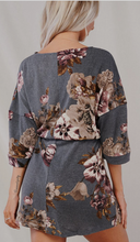 Load image into Gallery viewer, Gray Floral Tunic Dress
