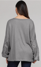 Load image into Gallery viewer, Grey Balloon Sleeve Tee

