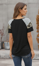 Load image into Gallery viewer, Black Striped Leopard Print Tee
