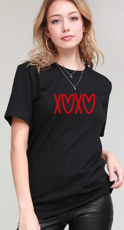 Black XOXO Tee