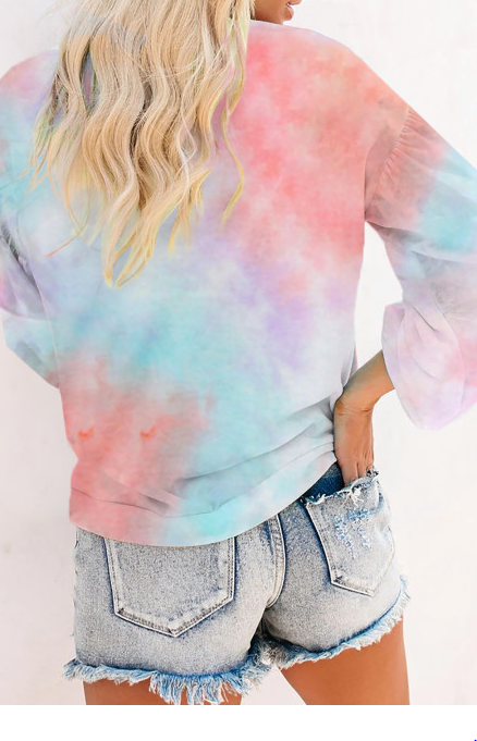 Pastel tie dye knit sweatshirt
