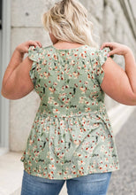 Load image into Gallery viewer, Mint Floral VNeck Tank
