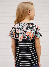 Load image into Gallery viewer, Girls Floral Stripped Top
