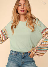 Load image into Gallery viewer, Sage Bohemian Ethnic Long Sleeve Top
