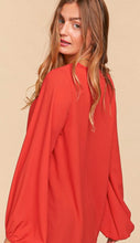 Load image into Gallery viewer, Rust V-Neck Bubble Sleeve Top
