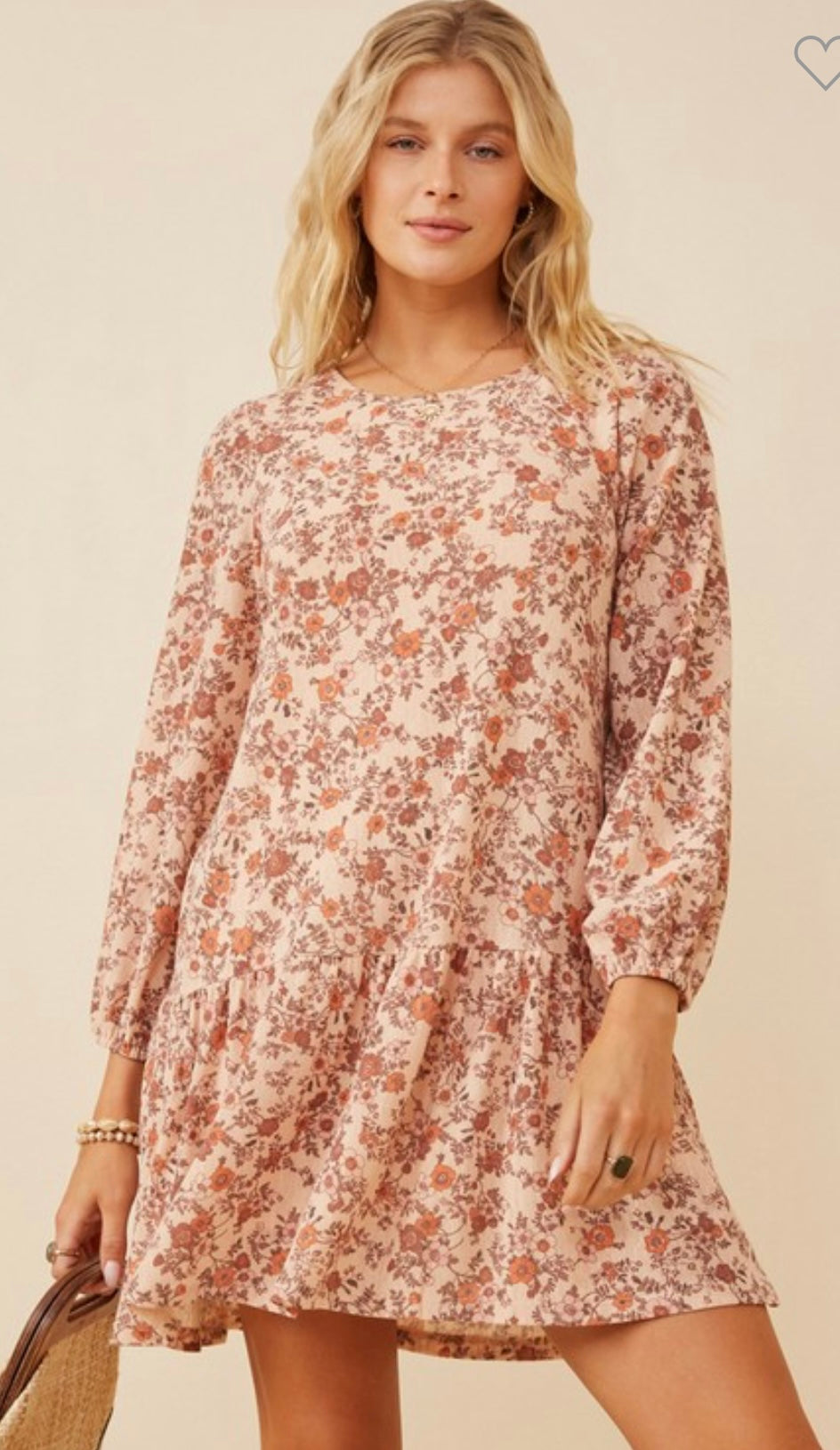 Taupe Floral Print Dress