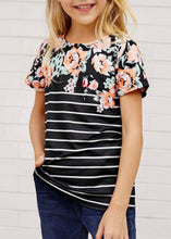 Load image into Gallery viewer, Girls Floral Stripped Top
