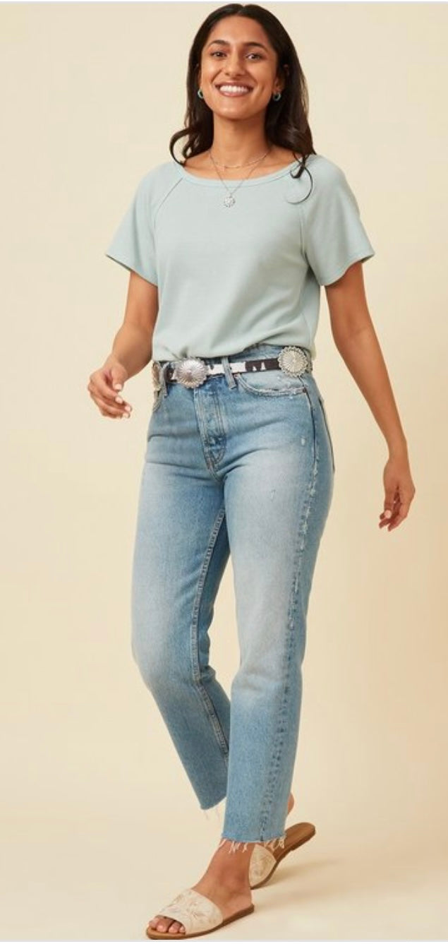 Mint Waffle Knit Tee