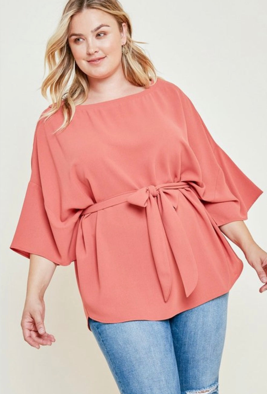 Rose Front Tie Blouse