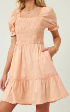 Load image into Gallery viewer, Peach Smocked Dress
