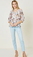 Load image into Gallery viewer, Cream Floral Peplum Top
