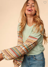Load image into Gallery viewer, Sage Bohemian Ethnic Long Sleeve Top
