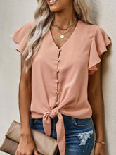 Load image into Gallery viewer, Peach Botton Tie Top
