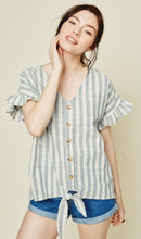 Load image into Gallery viewer, Stripe Linen Button Down Top
