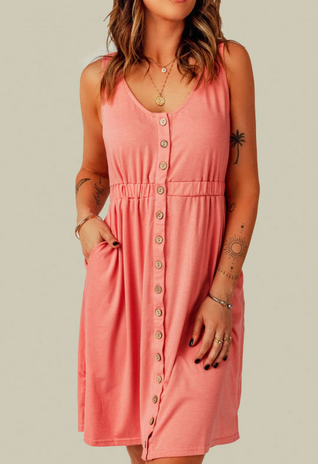 Pink Button Down Dress