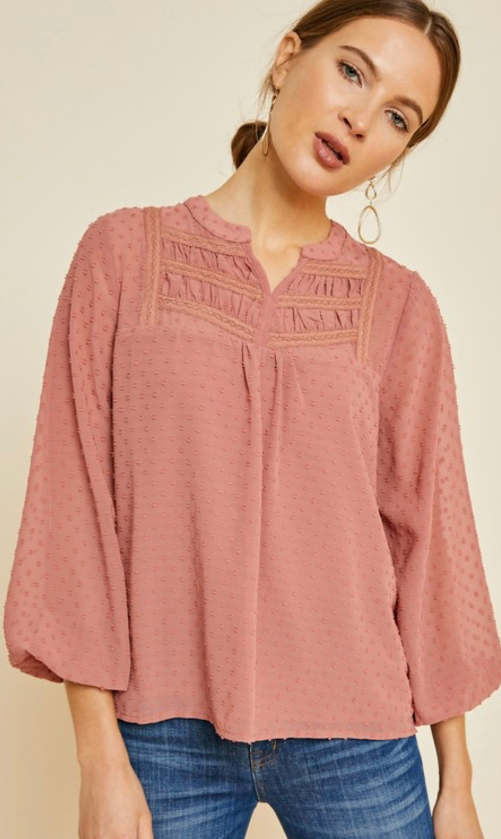 Mauve Embroidered Top