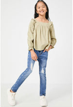 Load image into Gallery viewer, Girls Sage Ruffled Long Sleeve Top
