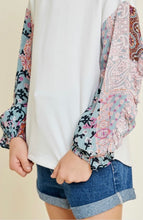 Load image into Gallery viewer, Girls Ruffle Paisley Print Sleeve Top
