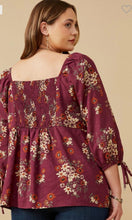 Load image into Gallery viewer, Plum Floral Sweetheart Neck Top
