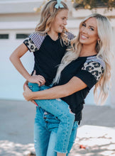 Load image into Gallery viewer, Black Striped and Leopard Kid Tee
