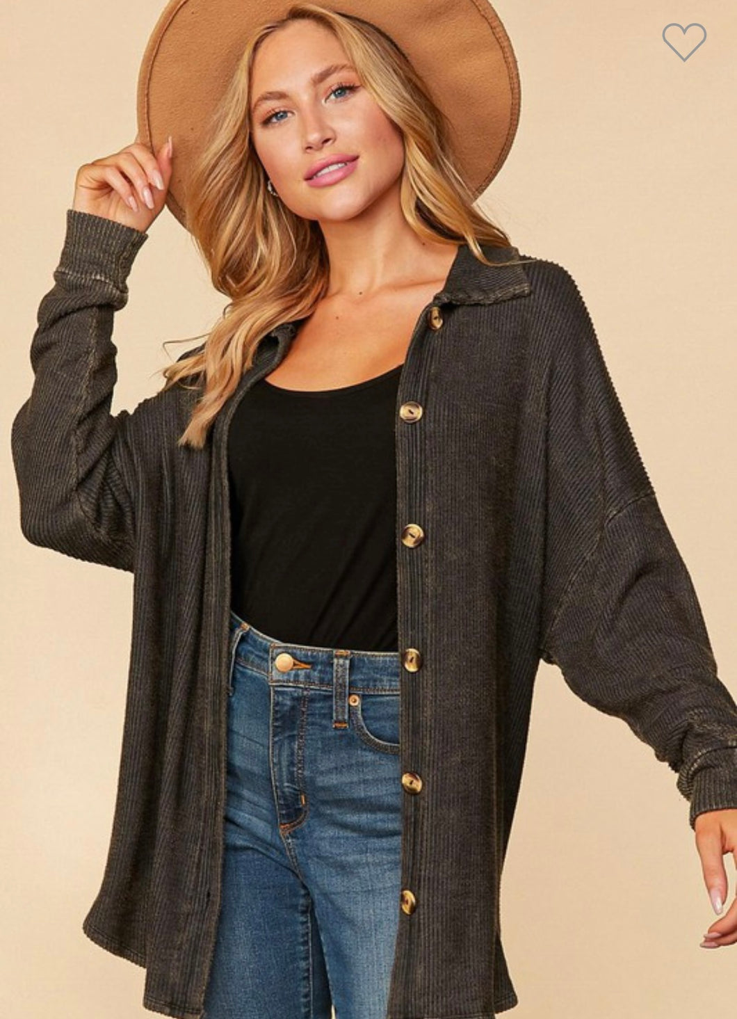 Charcoal Button Down Jacket