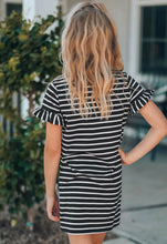 Load image into Gallery viewer, Black and White Striped Tshirt Dress
